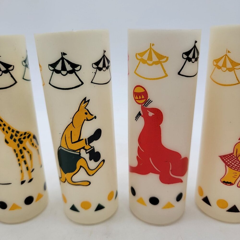 Vintage Mid-Century Modern Circus Themed Tumblers Set Of 6 - Picture 3 of 16